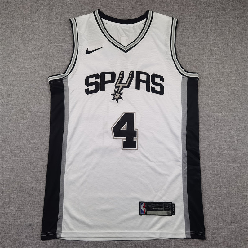 Men's San Antonio Spurs De'Aaron Fox #4 White Swingman Jerseys - Association Edition