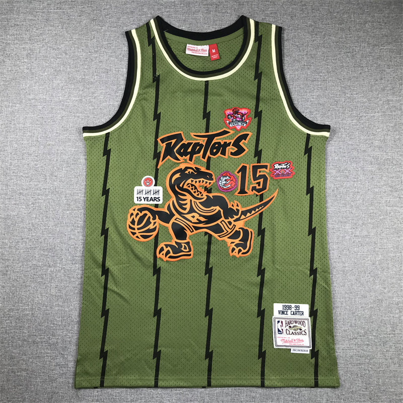 Men's Toronto Raptors Vince Carter #15 Army Green 1998-99 Hardwood Classics Swingman Jerseys