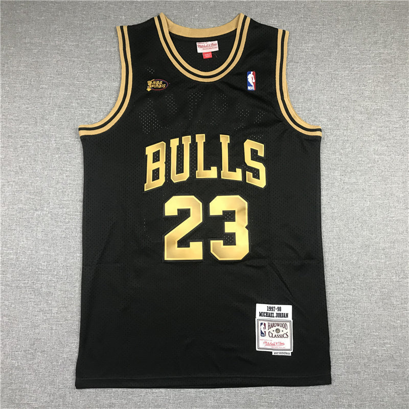Michael Jordan #23 Chicago Bulls Mitchell & Ness Black Gold 1997-98 NBA Finals Hardwood Classics Swingman Jersey