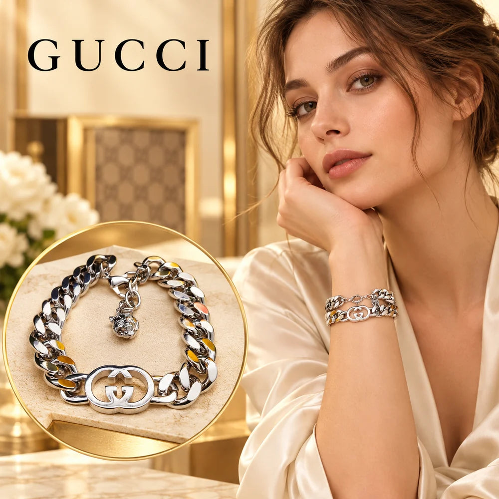 Gucci Double G Silver-Tone Bracelet - image 1