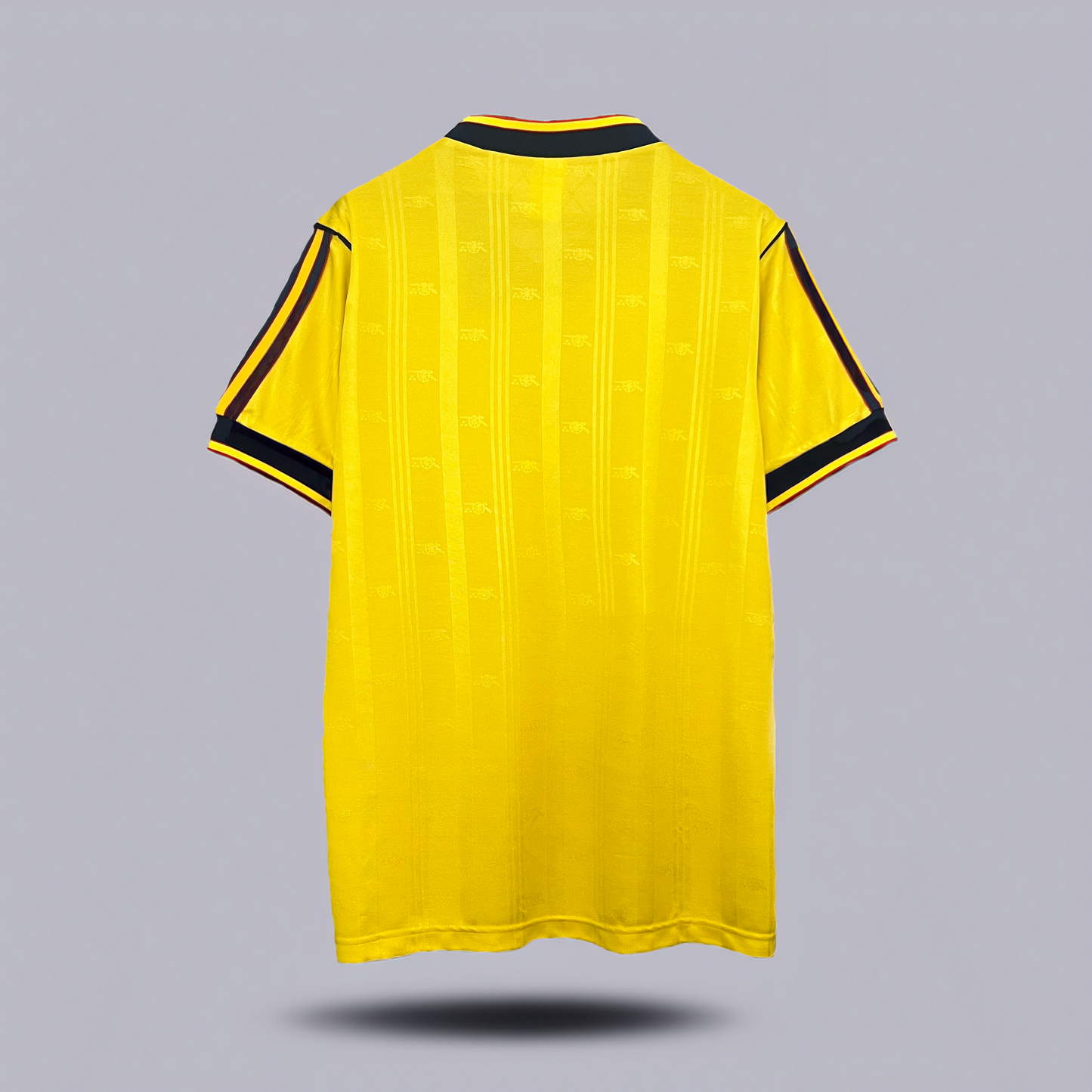 Arsenal 1986-88 Away Retro Jersey – Classic Adidas Yellow JVC Three-Stripe Kit