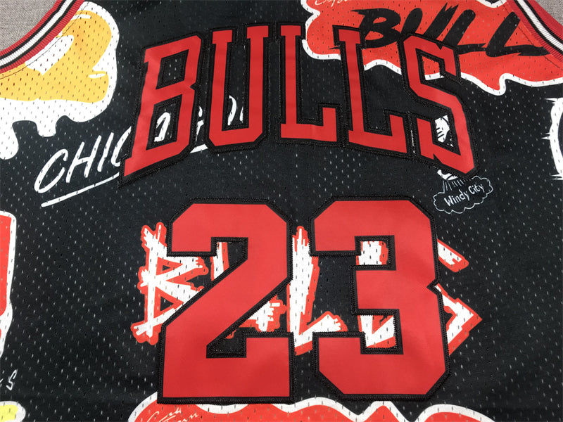 Michael Jordan #23 Chicago Bulls Mitchell & Ness Black Graffiti All-Over Print 1997-98 Hardwood Classics Swingman Jersey