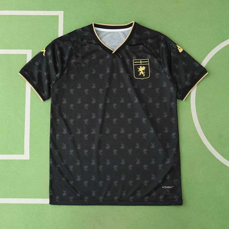 Genoa CFC Third Fan Version Jersey 2024/25 – Black & Gold Griffin Pattern Kappa KOMBAT Shirt