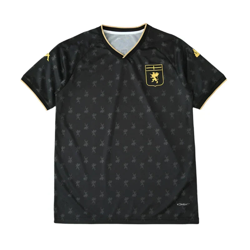 Genoa CFC Third Fan Version Jersey 2024/25 – Black & Gold Griffin Pattern Kappa KOMBAT Shirt