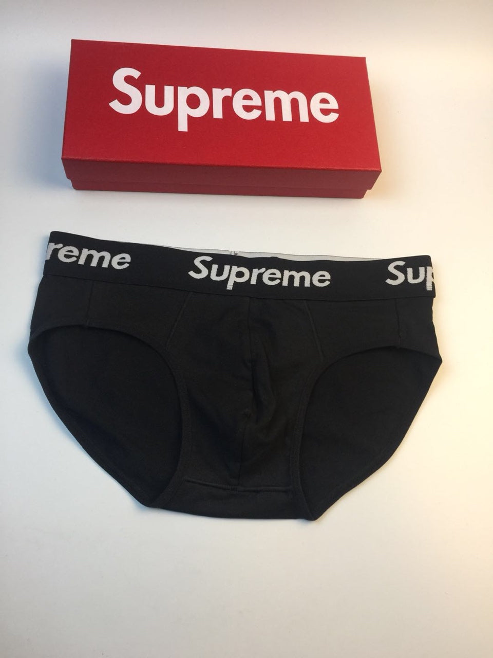 Supreme Black White Lettered Waistband Men's Briefs, image 1