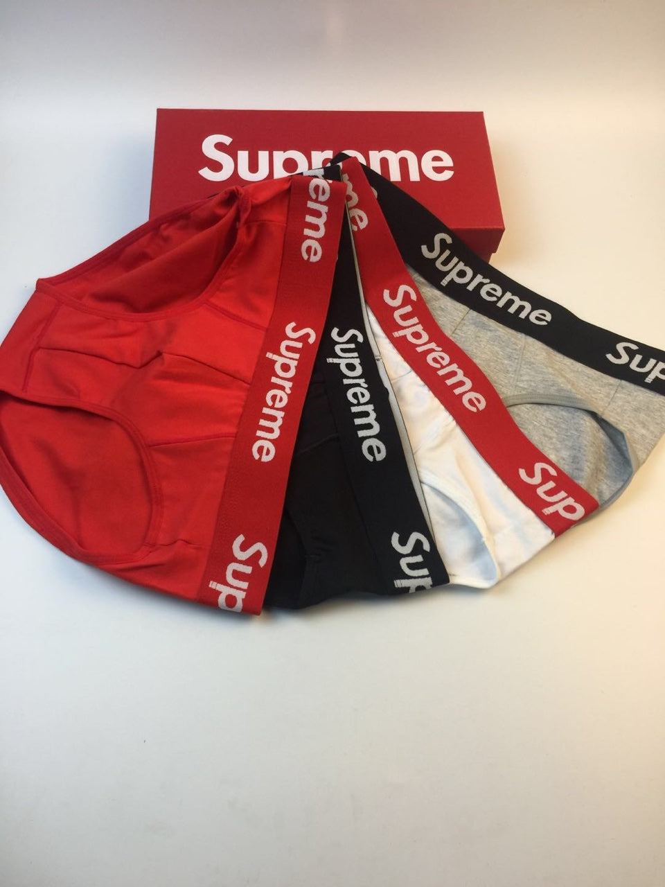 Supreme Black White Lettered Waistband Men's Briefs, image 5
