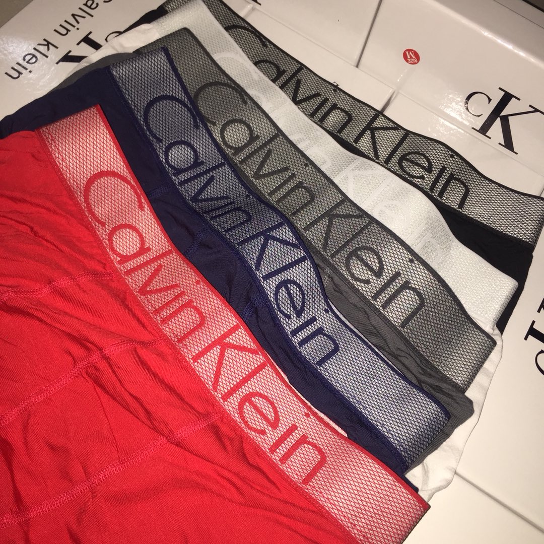 Calvin Klein Red Wide Grey Waistband Boxer Briefs, image 3