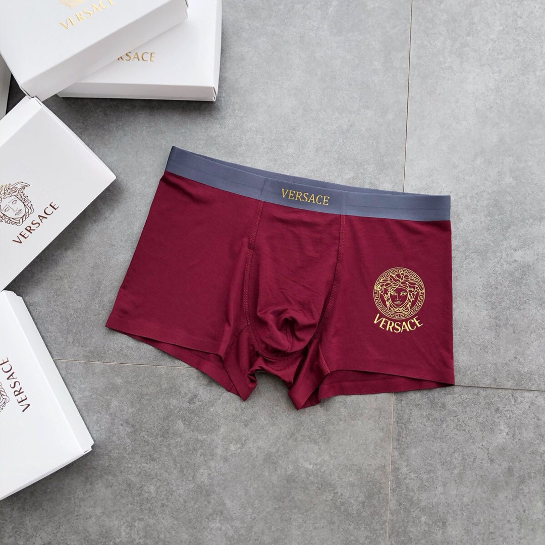 Versace Burgundy Grey Blue Small Round Emblems Boxer Briefs, image 5