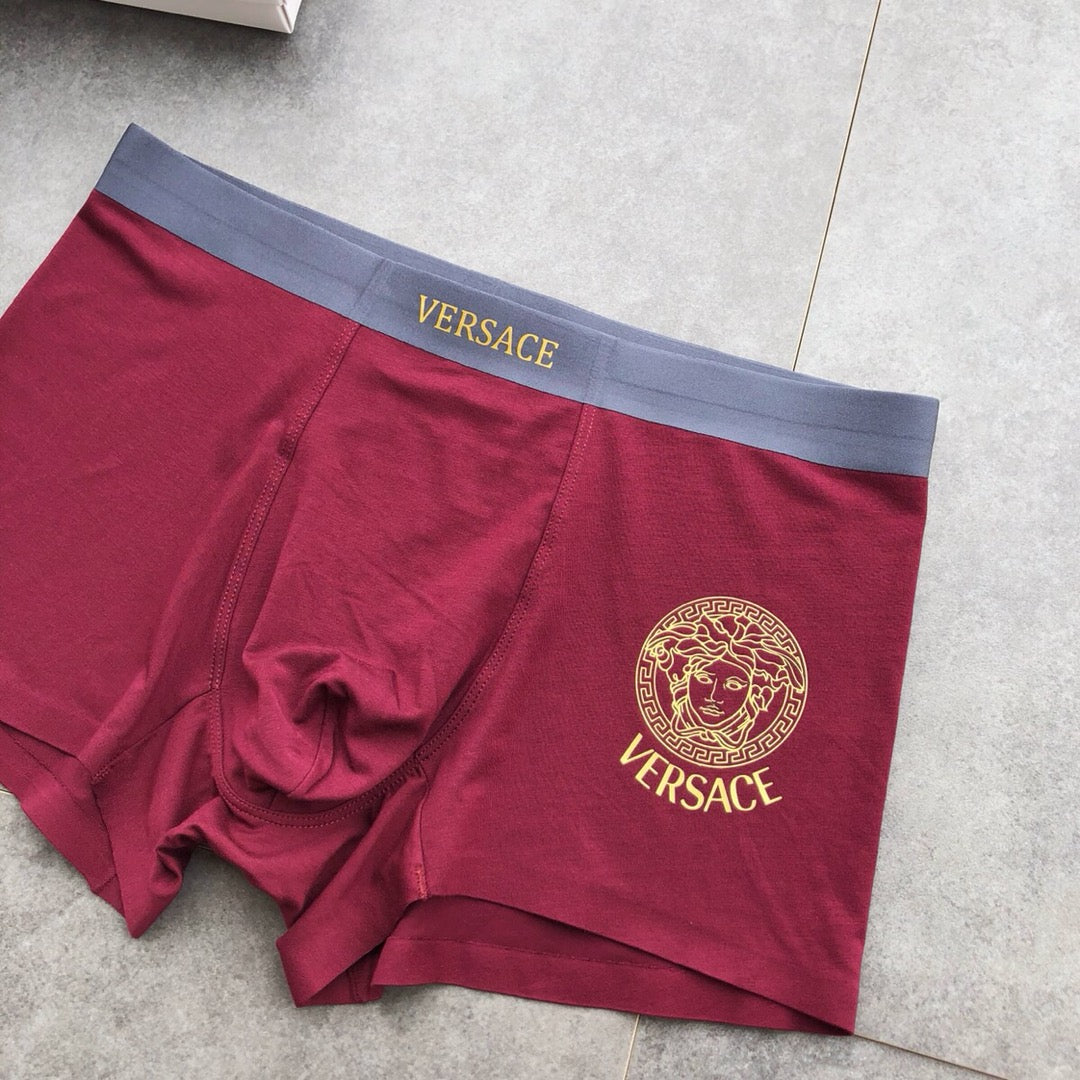 Versace Burgundy Grey Blue Small Round Emblems Boxer Briefs, image 6