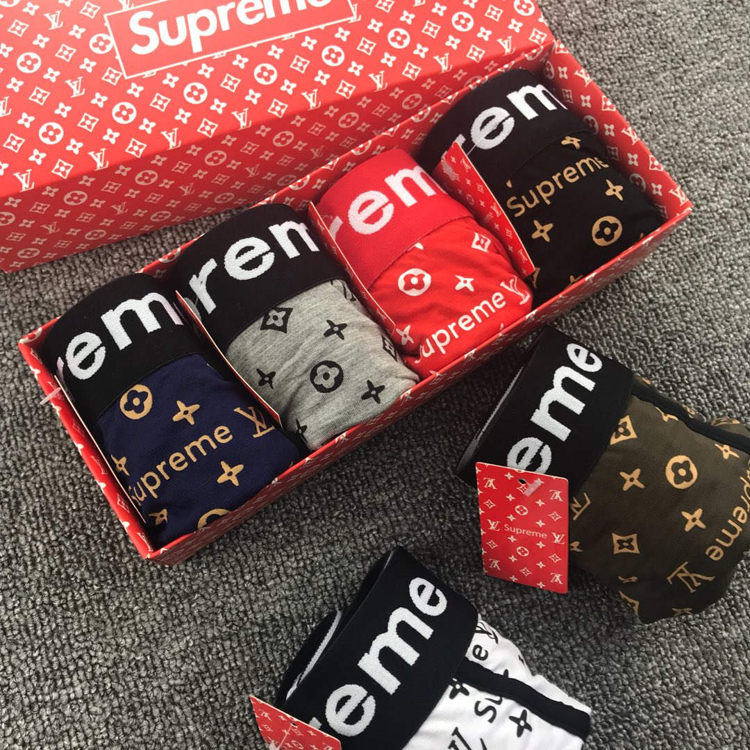 Supreme Red Black Repeated White Monogram Boxer Briefs, image 2