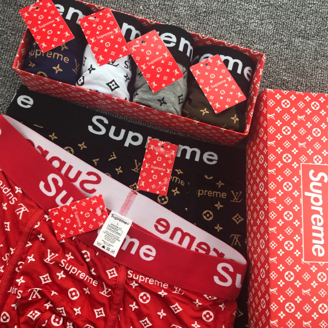 Supreme Red Black Repeated White Monogram Boxer Briefs, image 3
