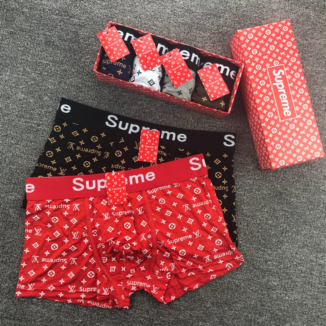 Supreme Red Black Repeated White Monogram Boxer Briefs, image 1