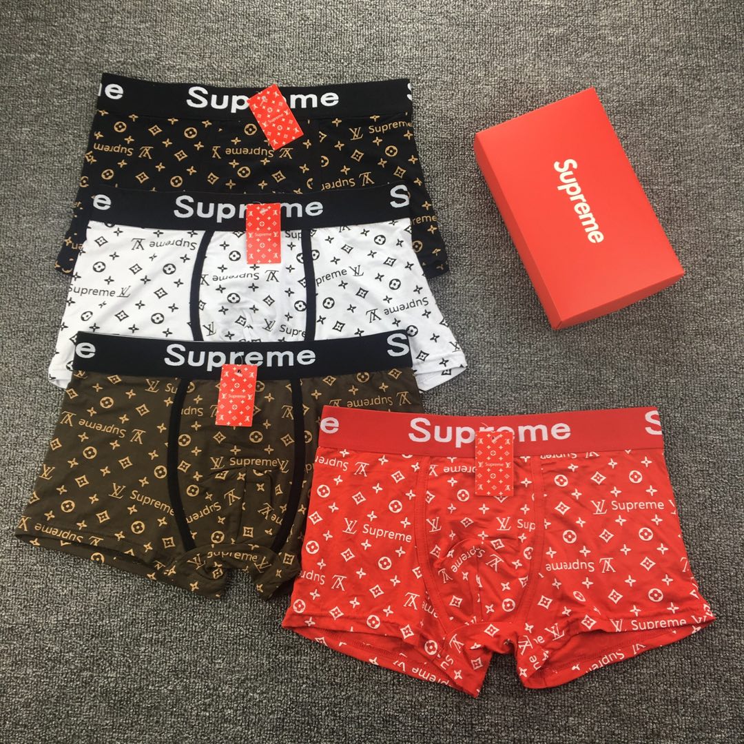 Supreme Red Black Repeated White Monogram Boxer Briefs, image 4