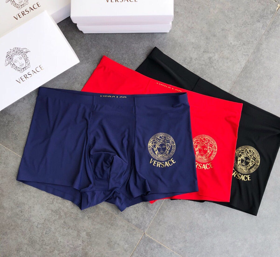 Versace Blue Red Black Gold Round Face Boxer Briefs, image 1