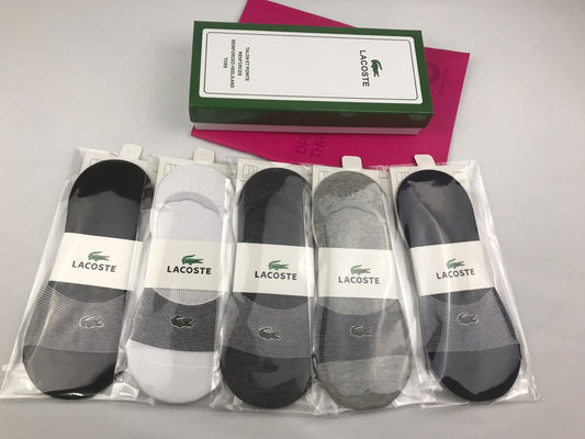 Lacoste Grey White Black Packaged Crocodile Motif No-Show Socks, image 1
