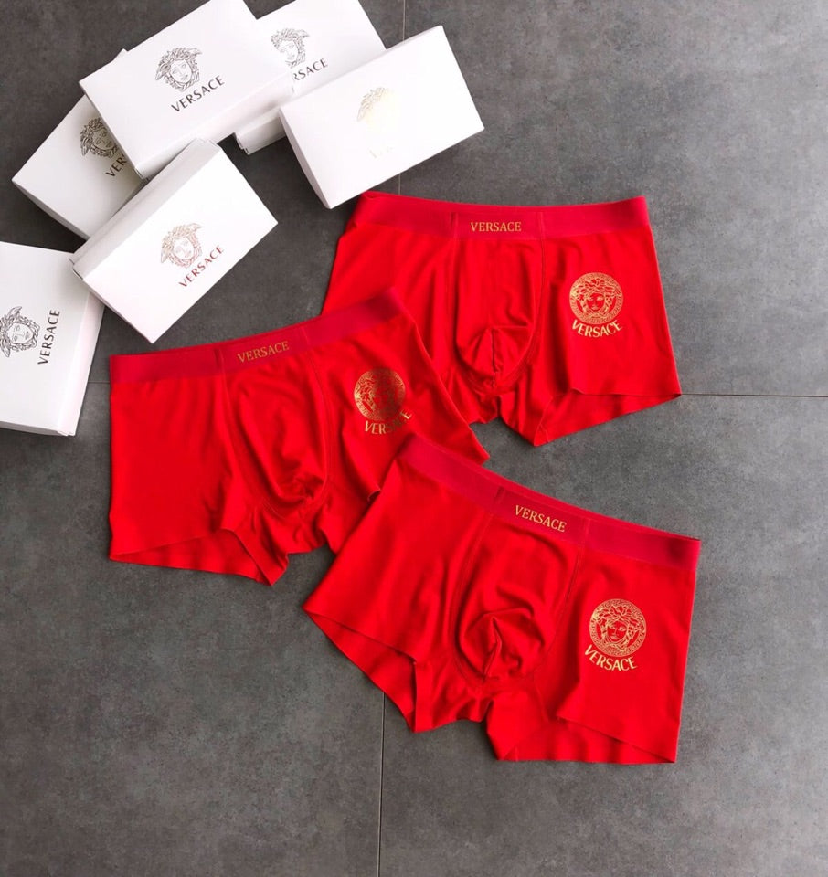 Versace Red Gold Emblem Trio Boxer Briefs, image 1