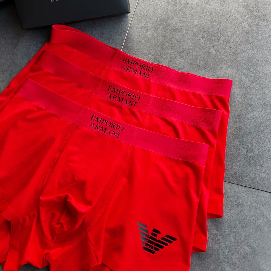 Emporio Armani Red Dark Decorative Waist Boxer Briefs, image 2
