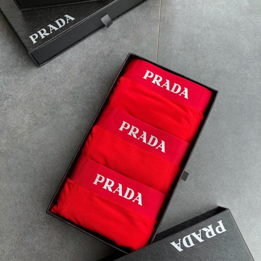 Prada Red Bold White Wordmarks Crew Socks, image 1