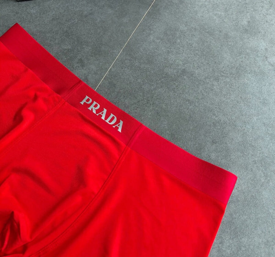 Prada Red Bold White Wordmarks Crew Socks, image 6