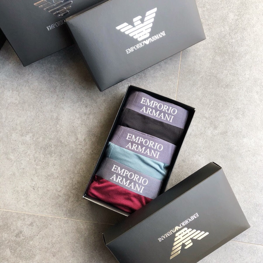 Emporio Armani Burgundy Aqua Wing Detail Boxer Briefs, image 2