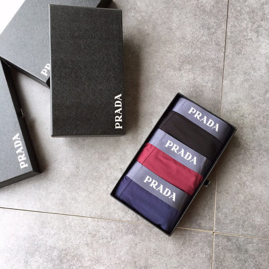 Prada Boxed Purple Blue Red Wordmark Bands Boxer Briefs, image 1