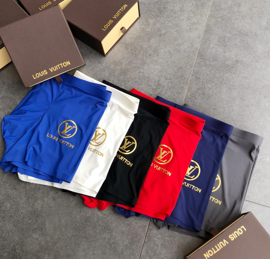 Louis Vuitton Red Navy Gold Circle Monogram Boxer Briefs, image 4