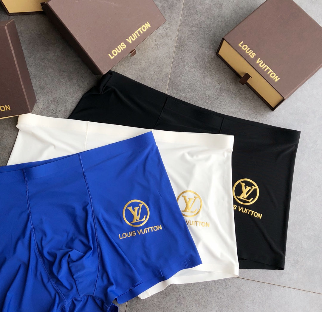 Louis Vuitton Blue White Black Gold Round Monogram Boxer Briefs, image 1