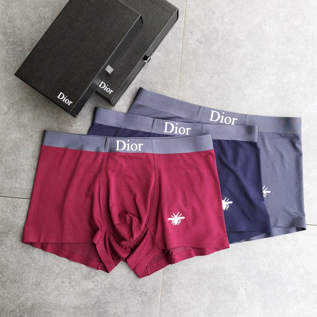 Dior Red Grey Navy White Bee Boxer Briefs, image 2