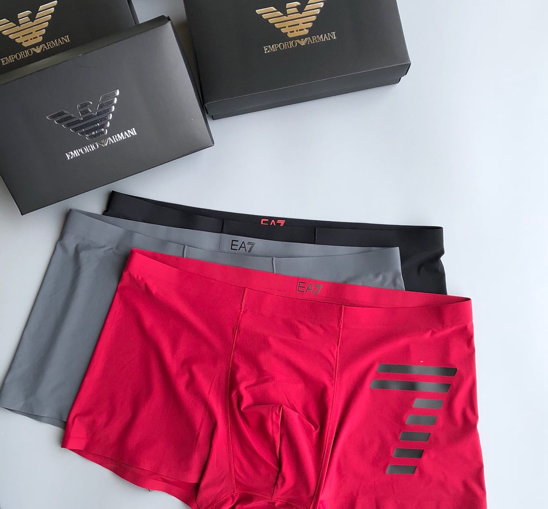Emporio Armani Red Grey Large Wing Panel Boxer Briefs, image 4