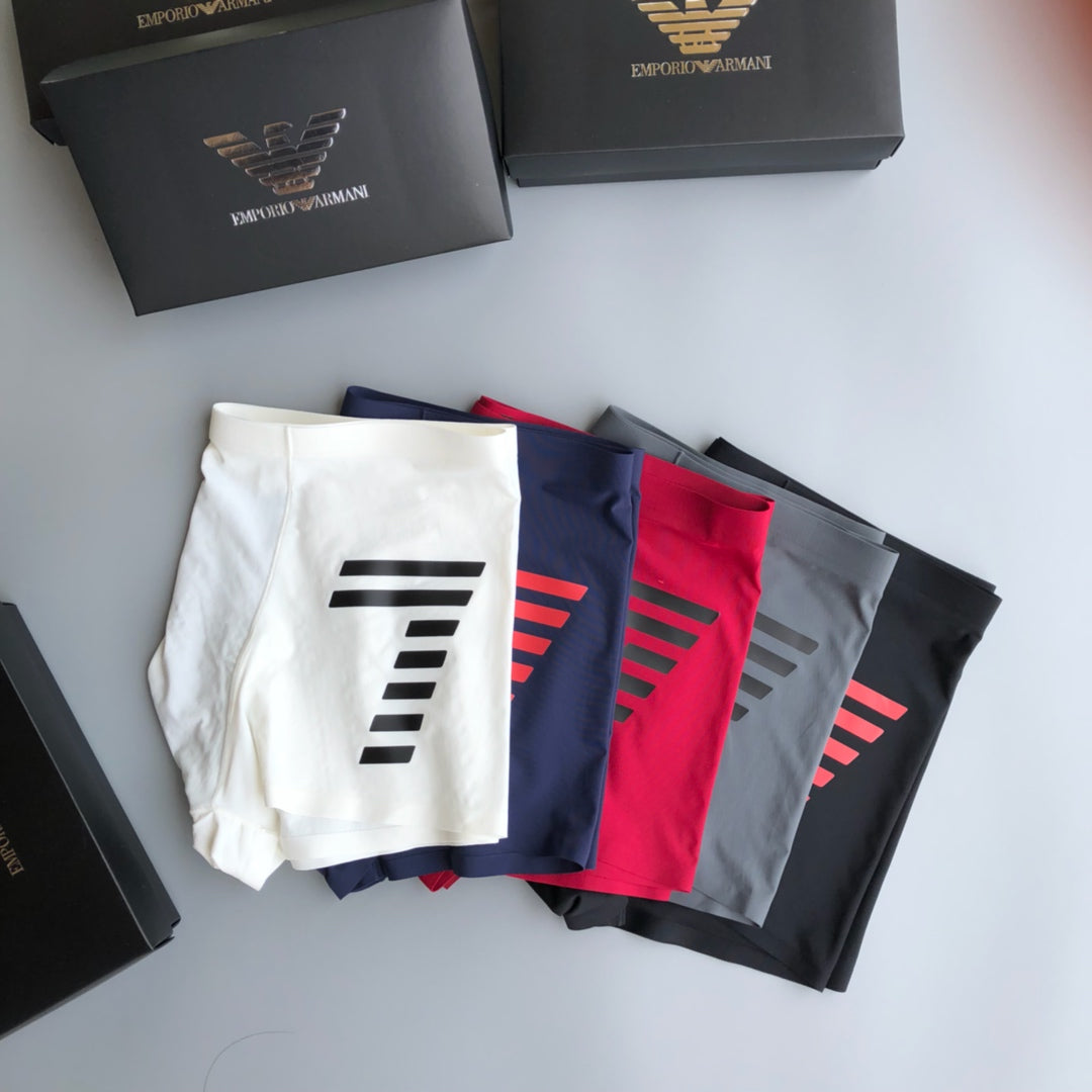 Emporio Armani Red Grey Large Wing Panel Boxer Briefs, image 3