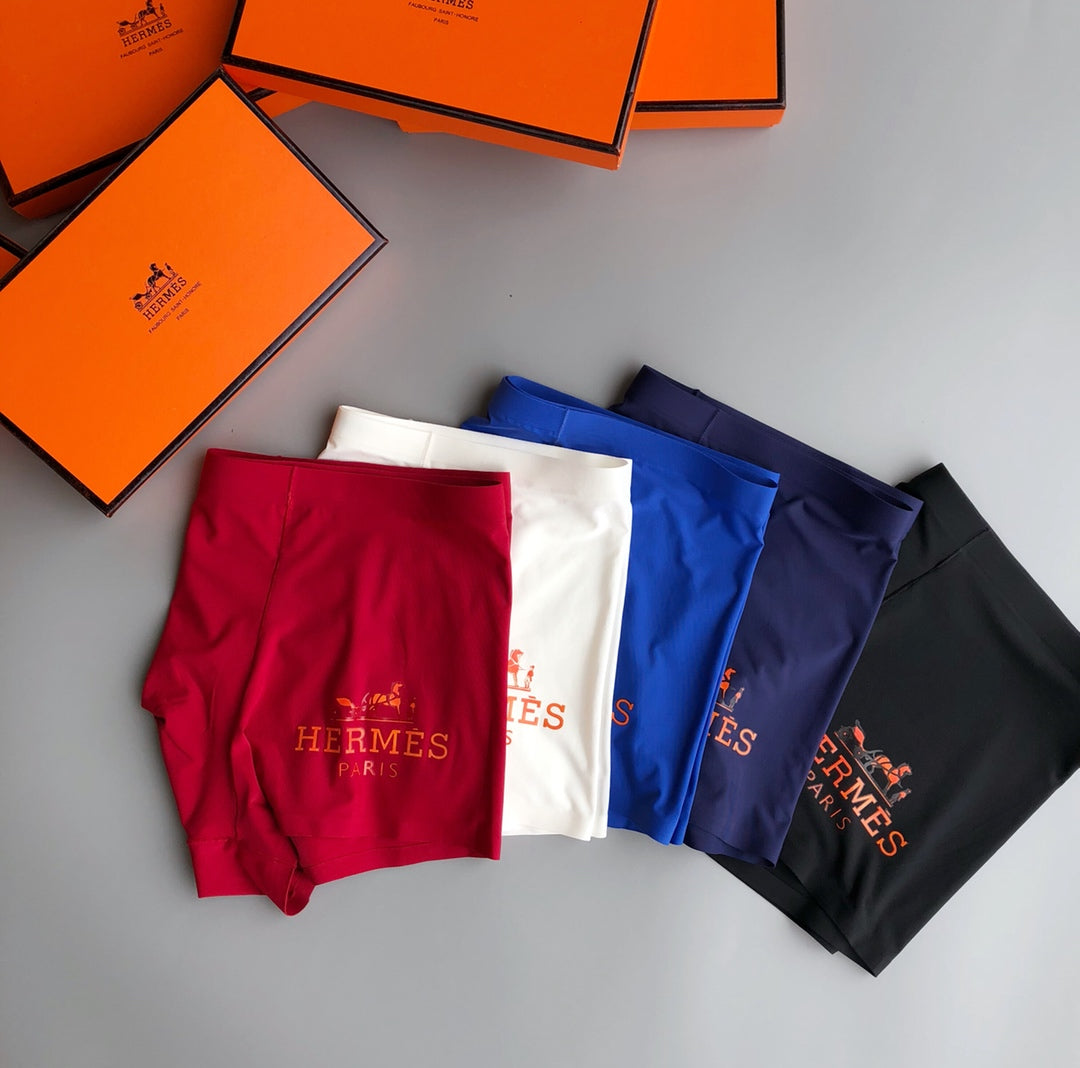 Hermès Folded Navy Cream Black Carriage Text Boxer Briefs, image 6