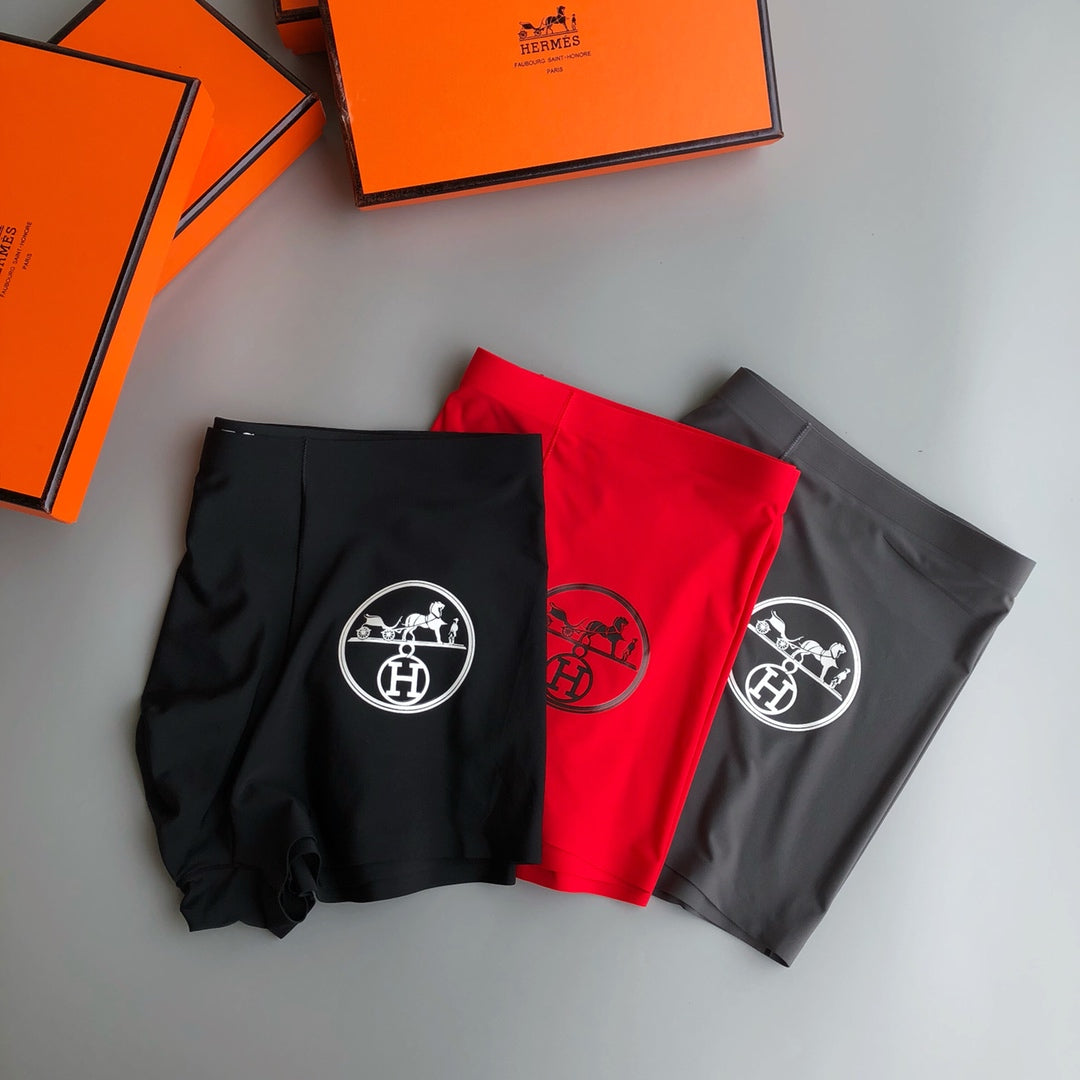 Hermès Red Grey Black Round H Motifs Boxer Briefs, image 2