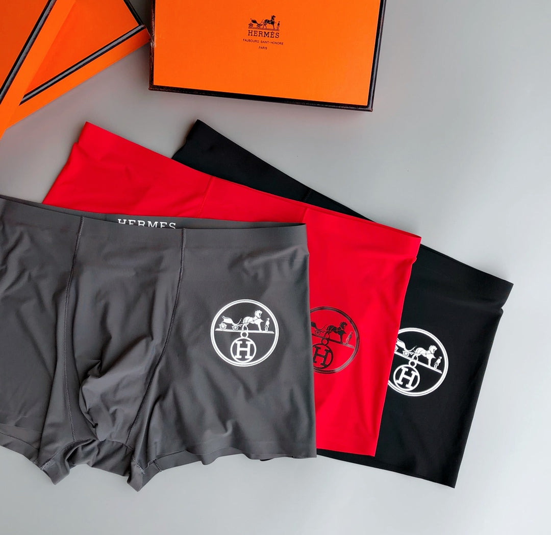 Hermès Red Grey Black Round H Motifs Boxer Briefs, image 3