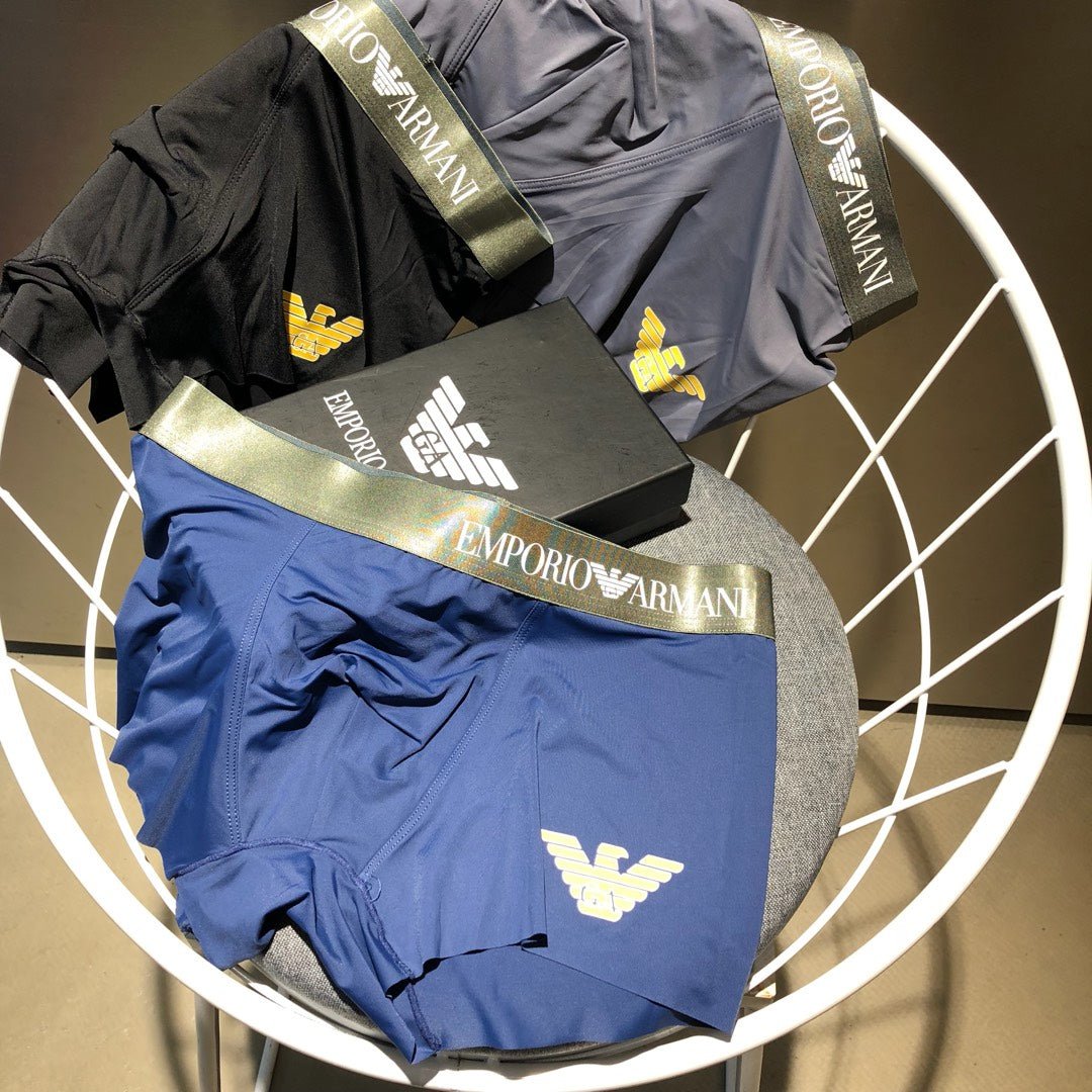 Emporio Armani Blue Large Gold Wing Boxer Briefs, image 6