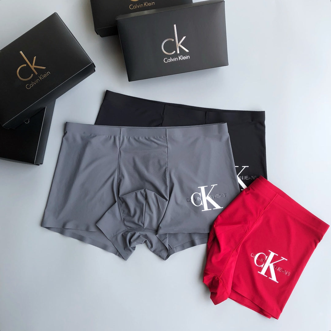 Calvin Klein Red Grey Large Monogram Boxer Briefs, image 3