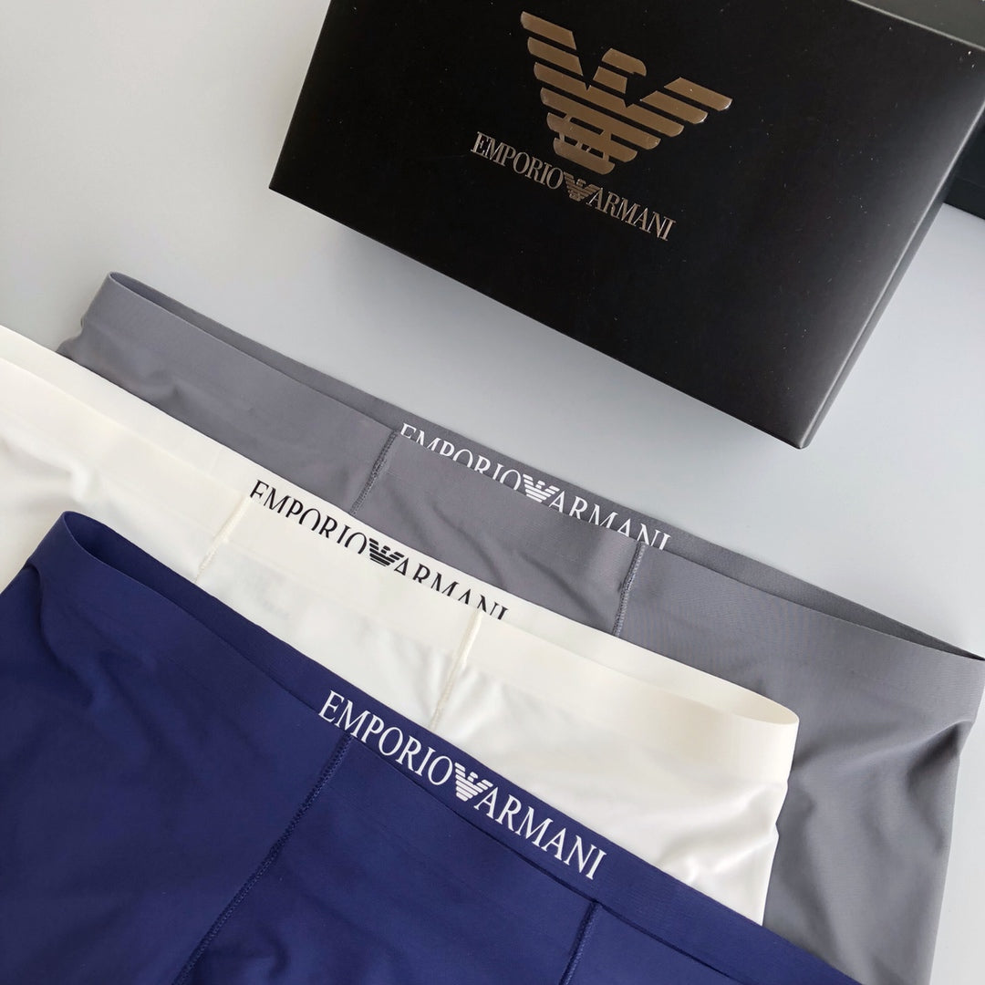 Emporio Armani Navy White Grey Contrast Wing Boxer Briefs, image 3