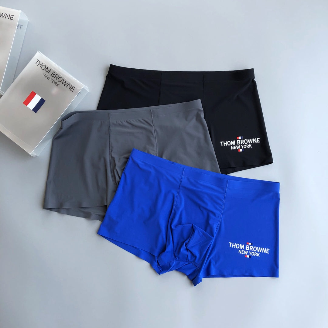 Thom Browne Blue Grey Black White Leg Lettering Boxer Briefs, image 11