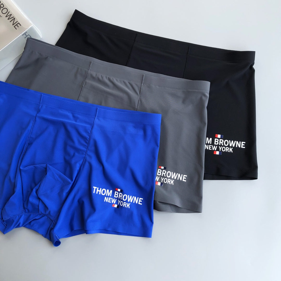 Thom Browne Blue Grey Black White Leg Lettering Boxer Briefs, image 10
