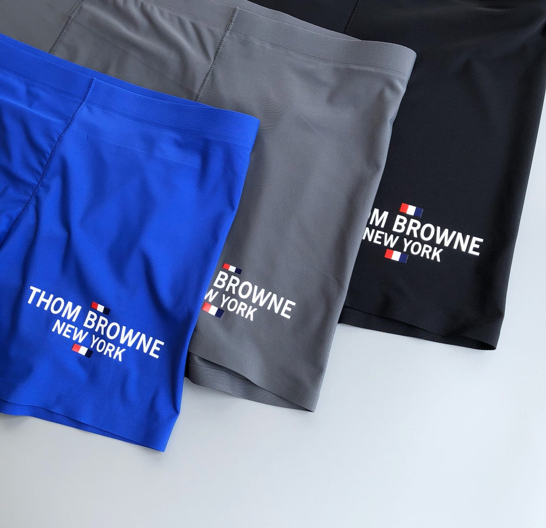 Thom Browne Blue Grey Black White Leg Lettering Boxer Briefs, image 12