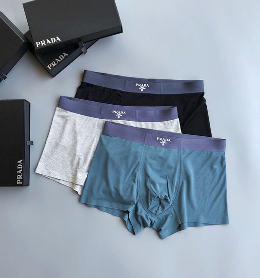Prada Blue Grey Navy Pale Waist Text Boxer Briefs, image 1