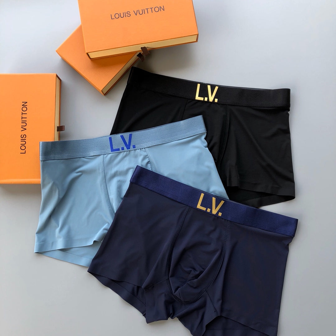Louis Vuitton Blue Black Gold Dotted Initials Boxer Briefs, image 3