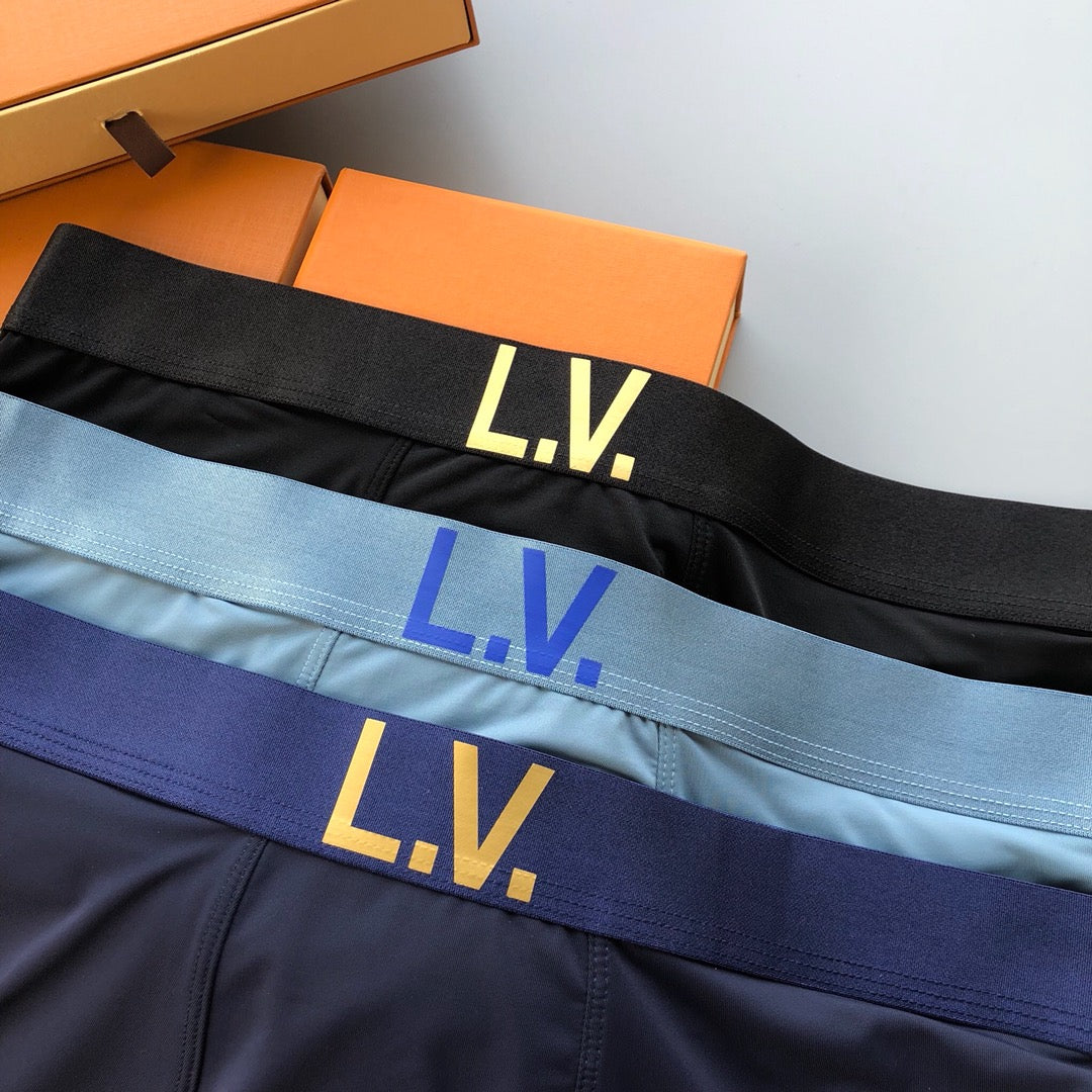 Louis Vuitton Blue Black Gold Dotted Initials Boxer Briefs, image 5