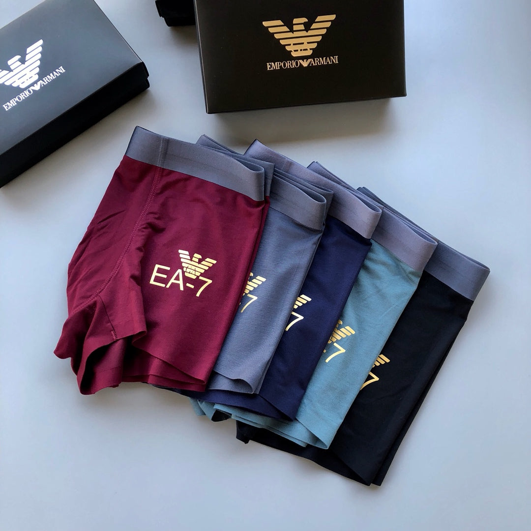 Emporio Armani Burgundy Grey EA7 Folded Stack Boxer Briefs, image 1