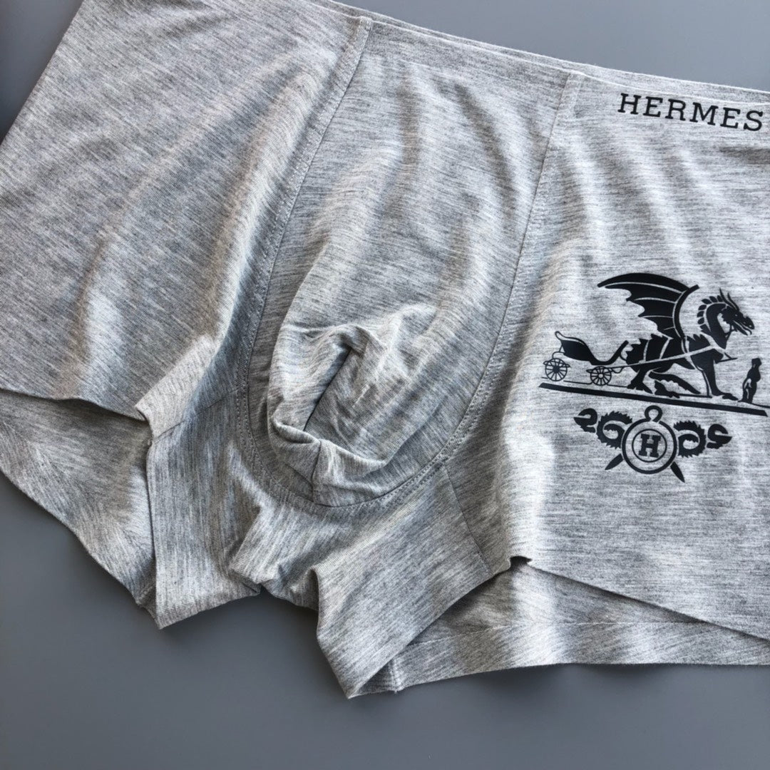 Hermès Grey Red Black Carriage Print Boxer Briefs, image 7