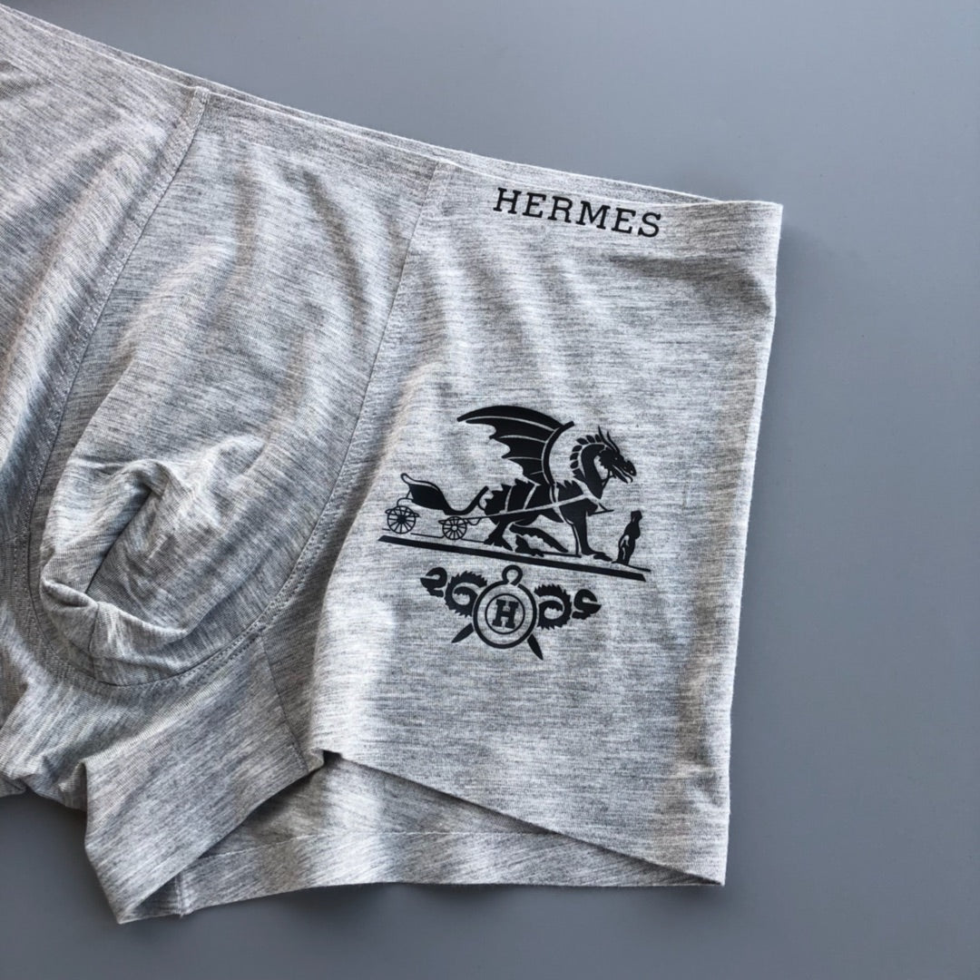 Hermès Grey Red Black Carriage Print Boxer Briefs, image 8
