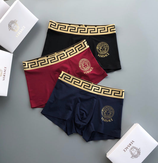 Versace Black Red Navy Double Key Waist Boxer Briefs, image 1