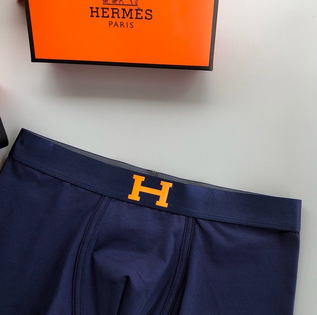 Hermès Yellow Navy Black Contrast H Waist Boxer Briefs, image 7