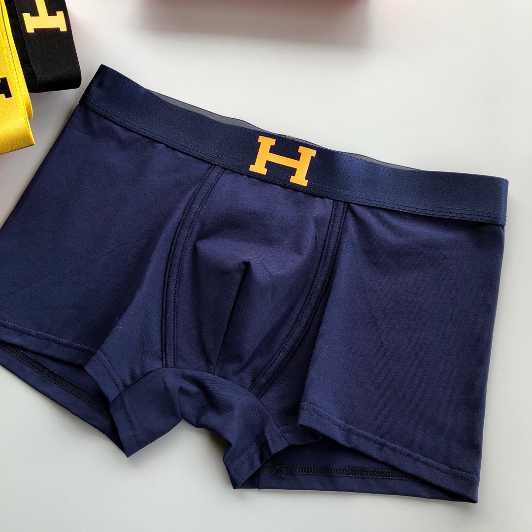 Hermès Yellow Navy Black Contrast H Waist Boxer Briefs, image 8