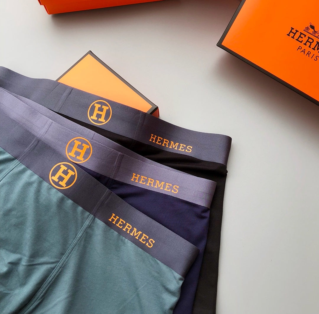 Hermès Teal Navy Grey Round Waist Marks Boxer Briefs, image 2