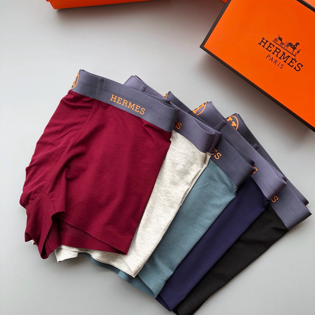Hermès Teal Navy Grey Round Waist Marks Boxer Briefs, image 4